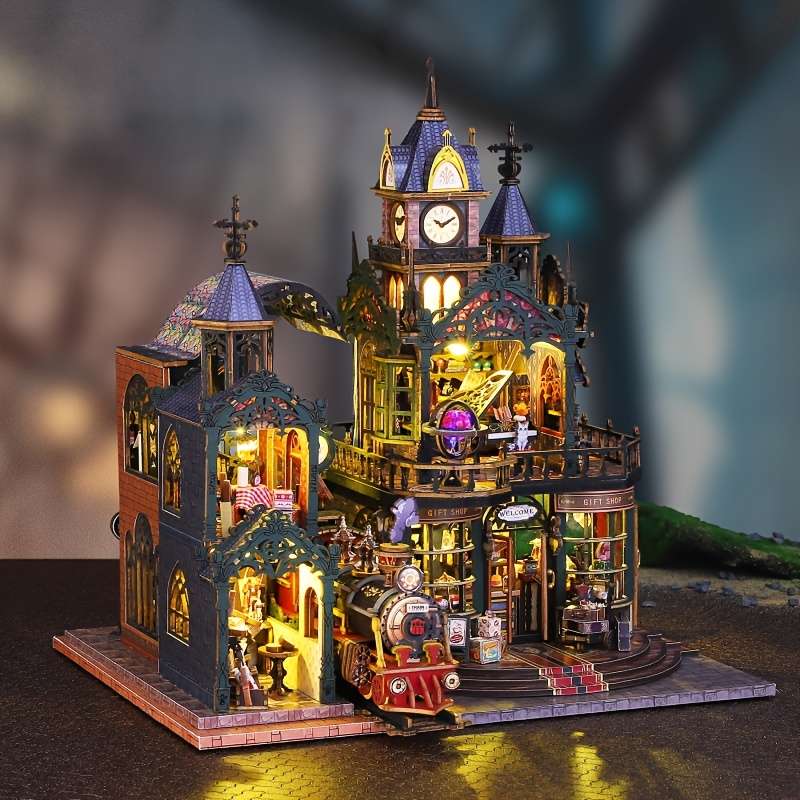 Building Toy Architectural Model Toy Set Style Trajectory Castle  With Dust Cover