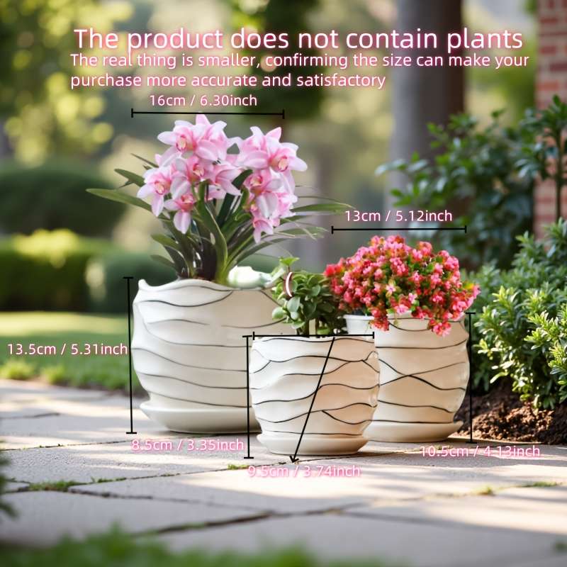 Flowerpot Material Ceramics Stylepersonalized Threads 3Pcs