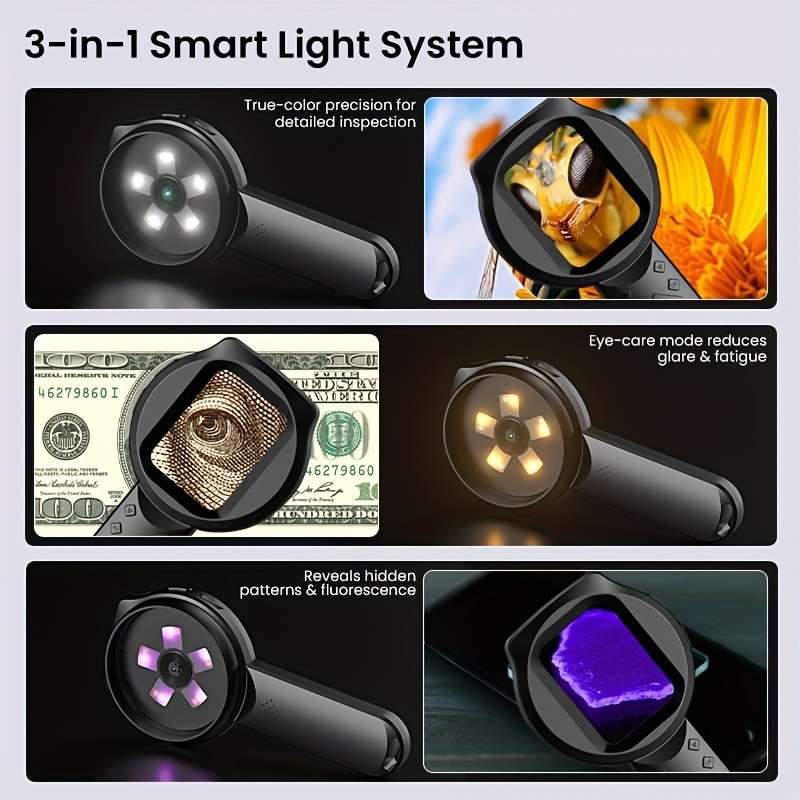Zealtron 500X Hd Digital Microscope Magnification Portable Handheld Super Black