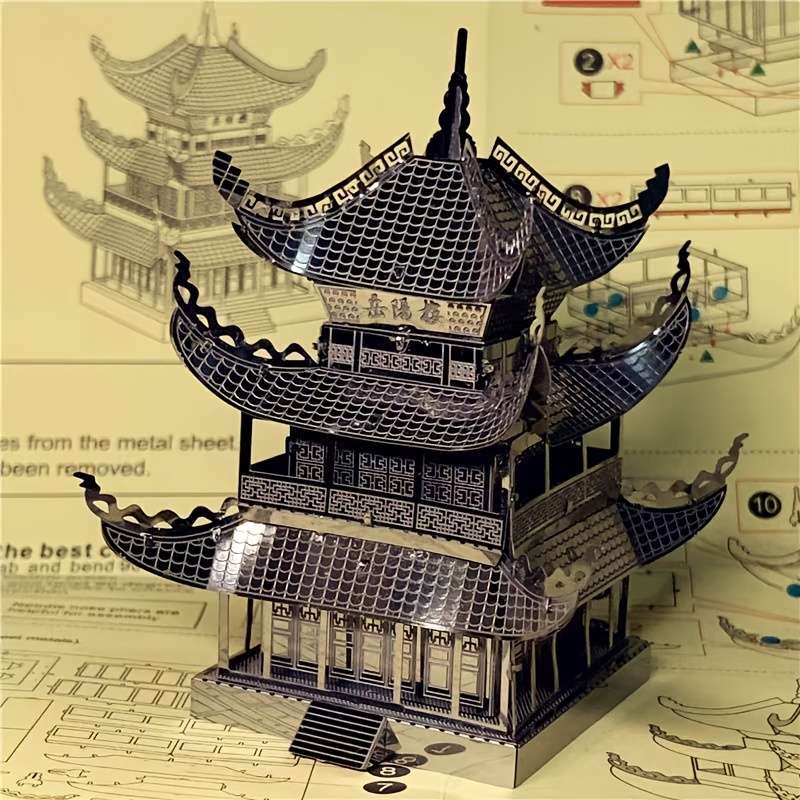 Building Toy Architectural Model Toy Set Style Silvery Yueyang Tower