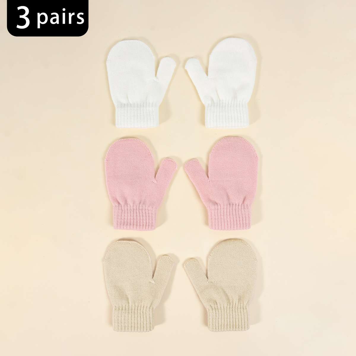 Winter Gloves Color White Add Khaki Add Light Pink Size 1 To 3Y