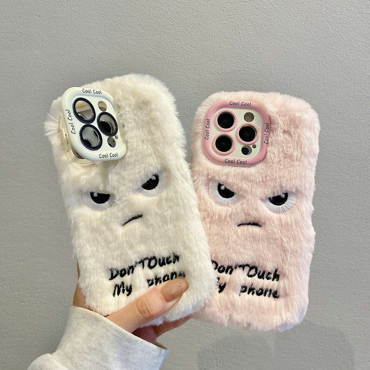 1Pc White For iPhone 11 Plush Little Monster Phone Case