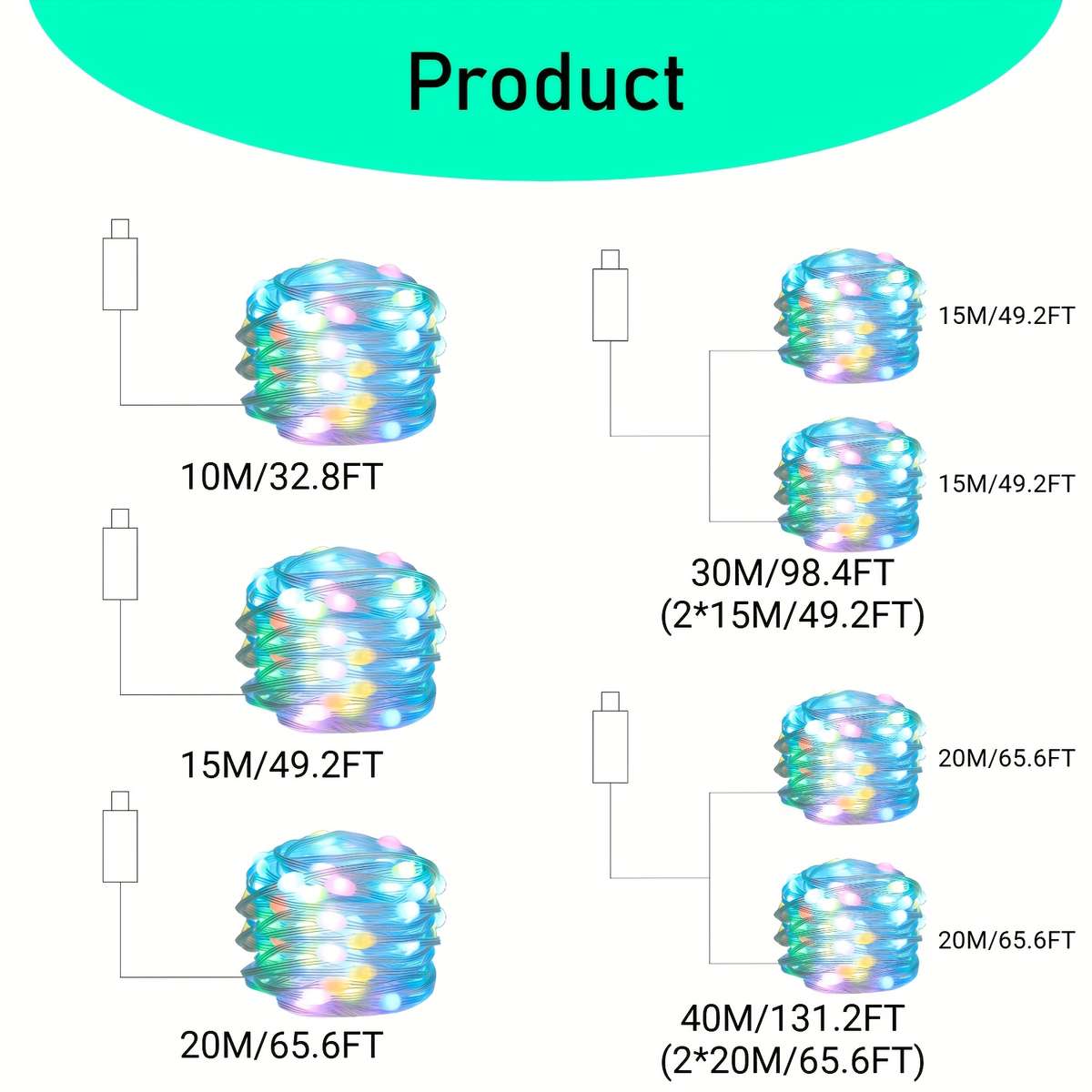 Christmas Lights Smart App Model 2 Meters 20 Lights
