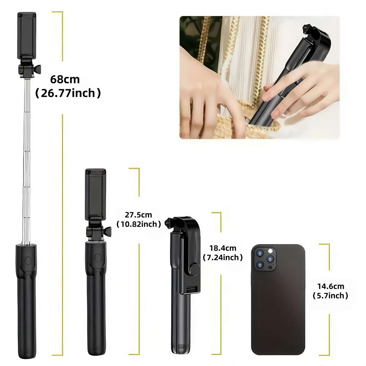 Phone Stand Color 69In1.7M With Rotating Grip Photography Tripod