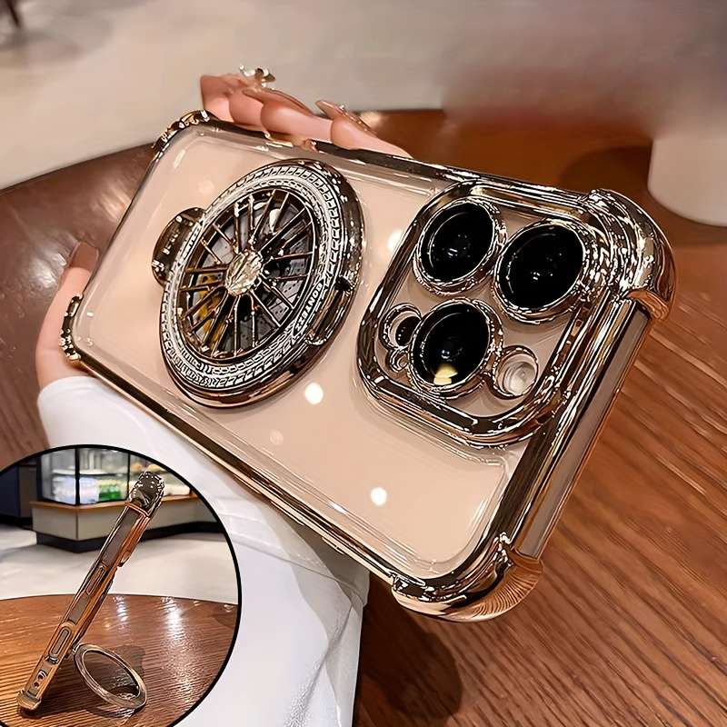 1Pc Silvery For iPhone 14 Plus Stress Relief Gyroscope Phone Case