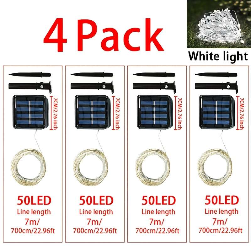 Christmas Lights White Light Size 4Pack   7M 22.96Ft  50Led  4