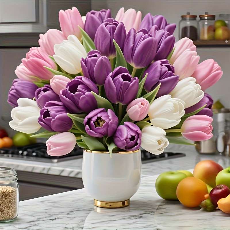 Simulated Flower Quantity 5Pcs White5Pcs Pink5Pcs Purple