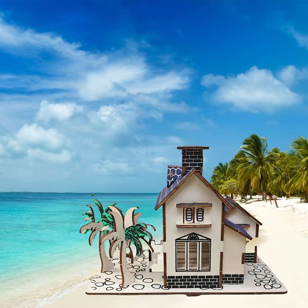 3D Building Model Puzzle Set Style Sea View Villa