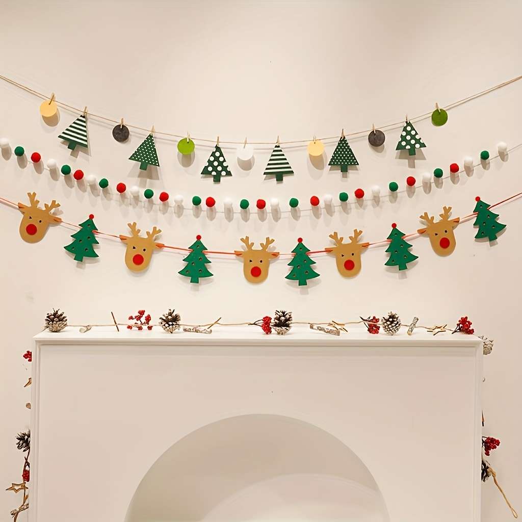 Christmas Lights Christmas Tree And Deer Flag