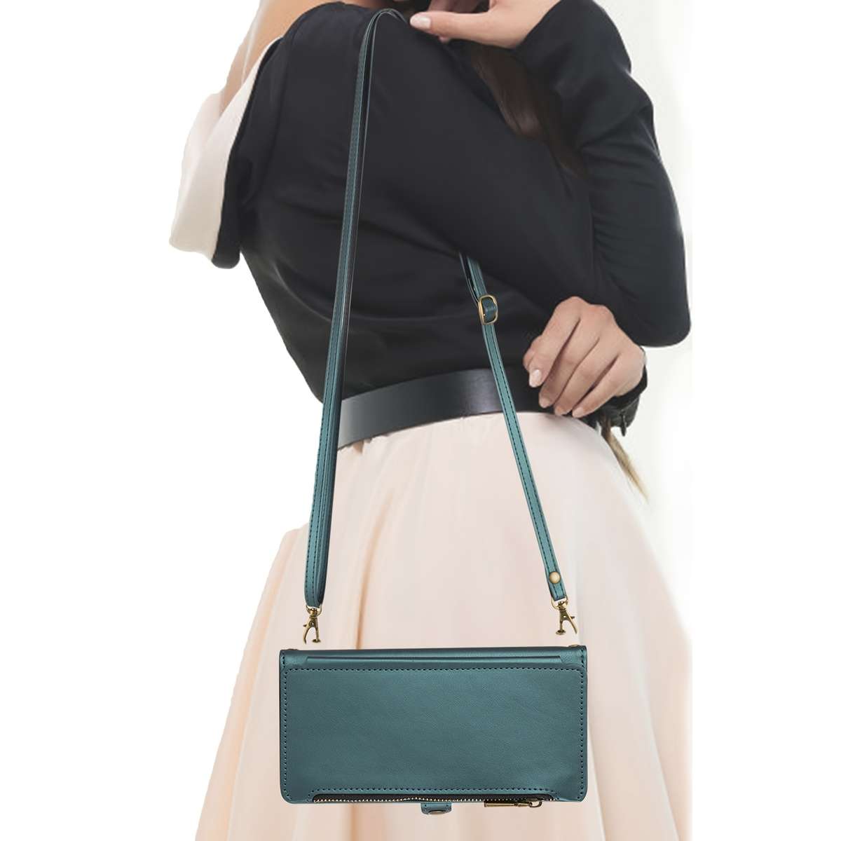 1Pc Black For iPhone 14 Plus Wallet Style Multi Card Slot Phone Case