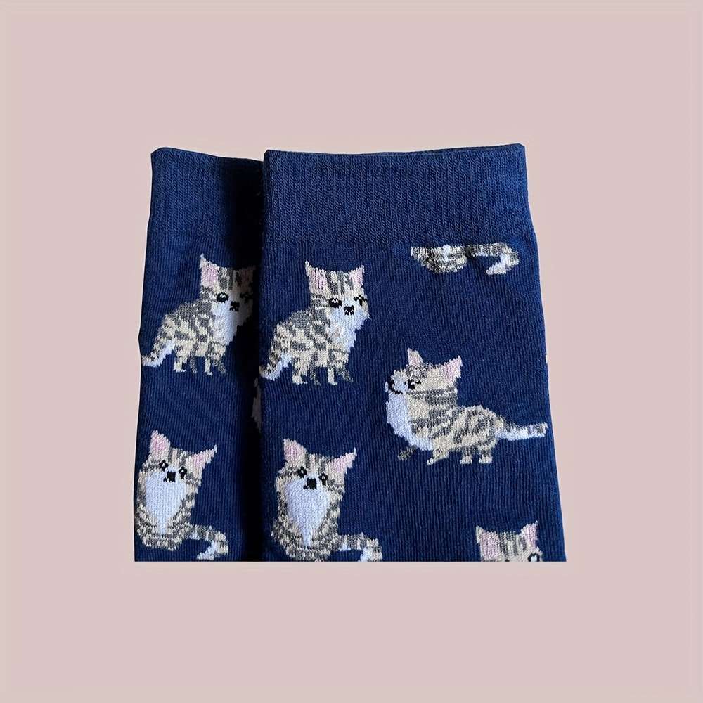 Women S Socks Color 1 Pair Of Blue Kitty Socks Size Onesize