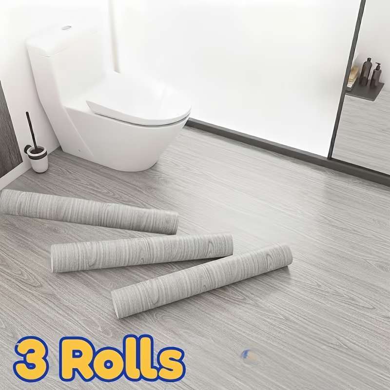 Self Adhesive Floor Stickers Gray White Walnut 39.98Cm*3.0Meter *3Rolls