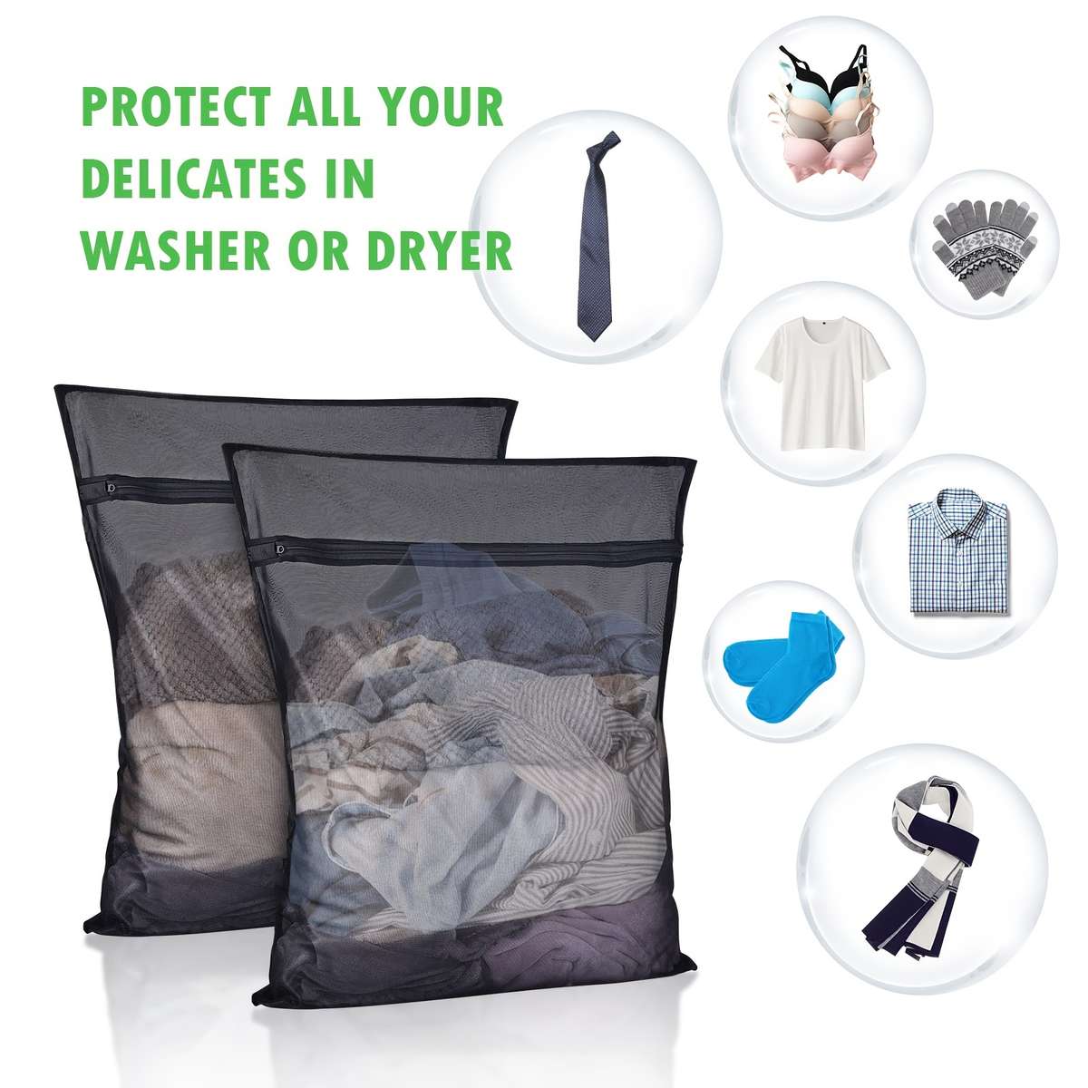 Laundry Bags Color Black Quantity1 Small1 Large