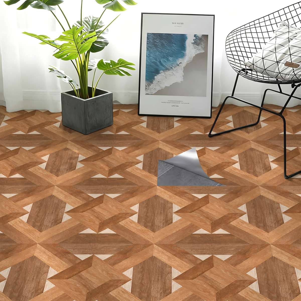 Self Adhesive Floor Stickers 40Cm*120Cm Spliced Wood Grain