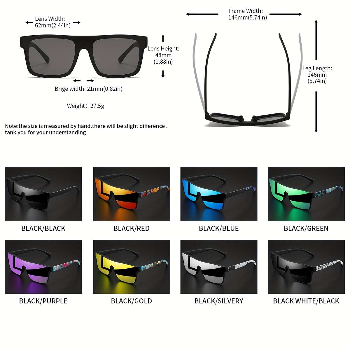 Mens Glasses Color C7 Golden Mirror