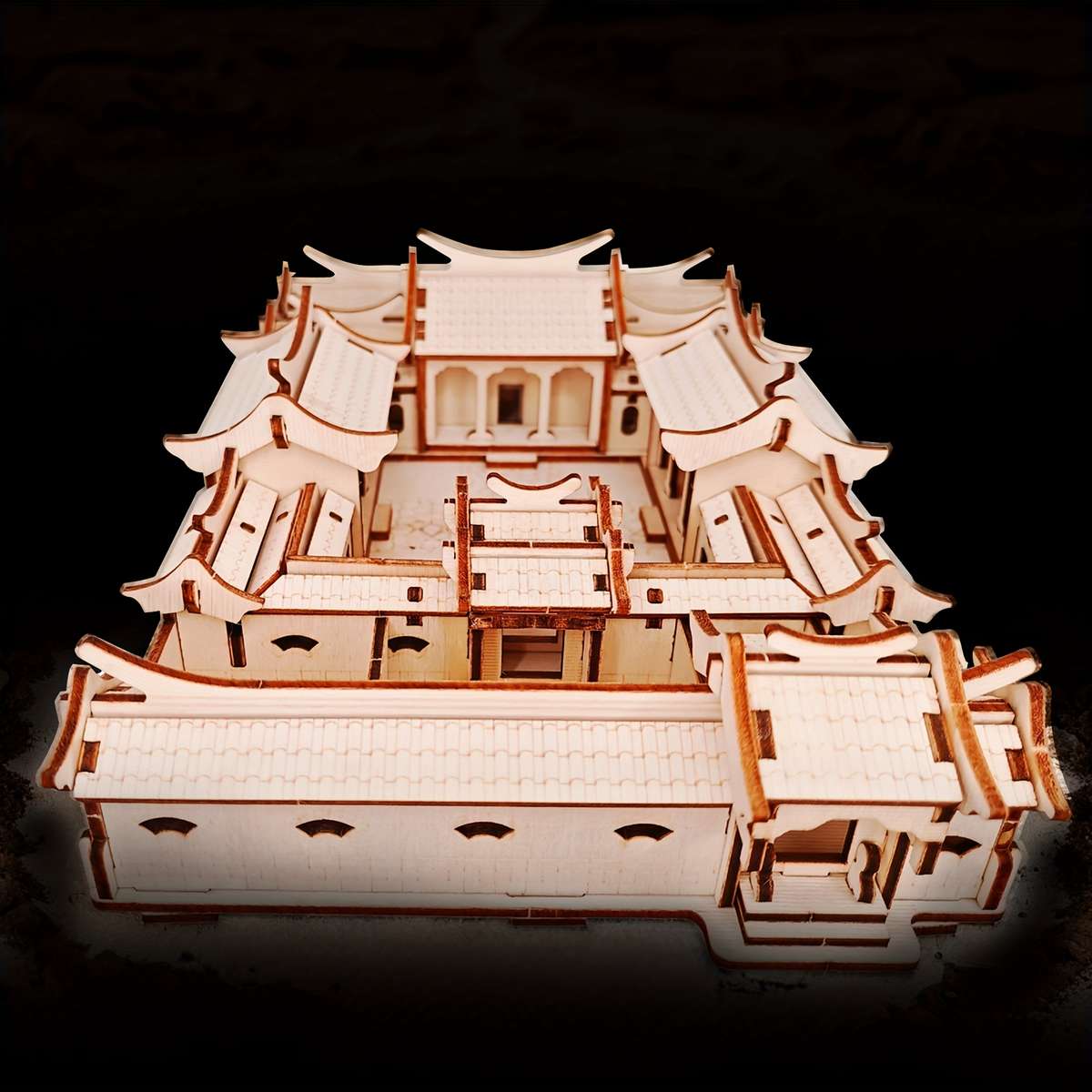 3D Building Model Puzzle Set Items Countryside Courtyard