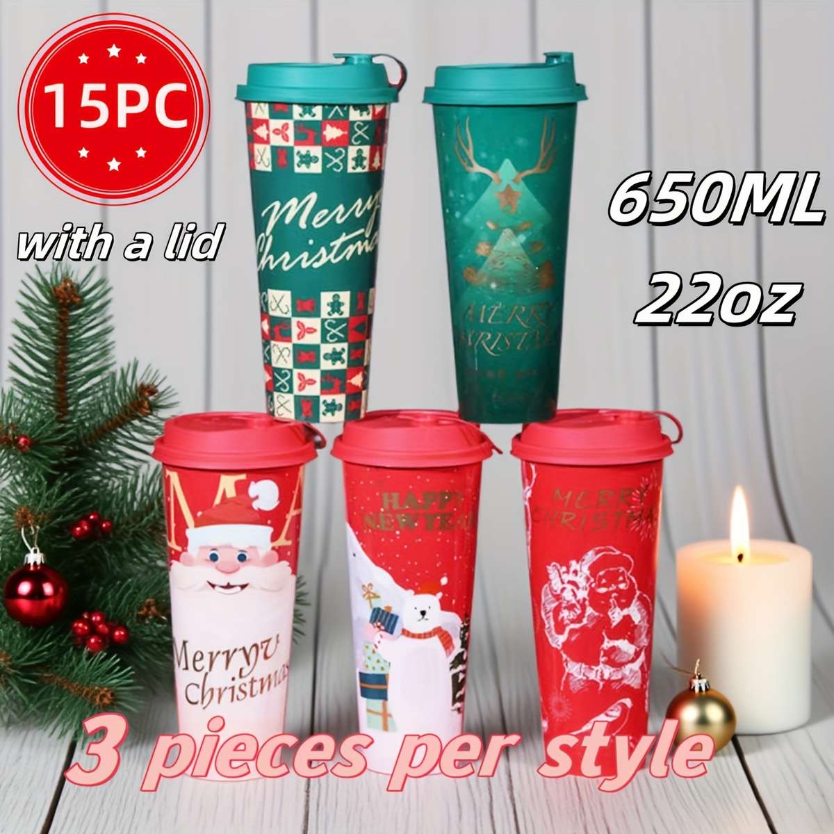 Water Cup Style 22 Oz   650 Ml 15 Assorted Sets