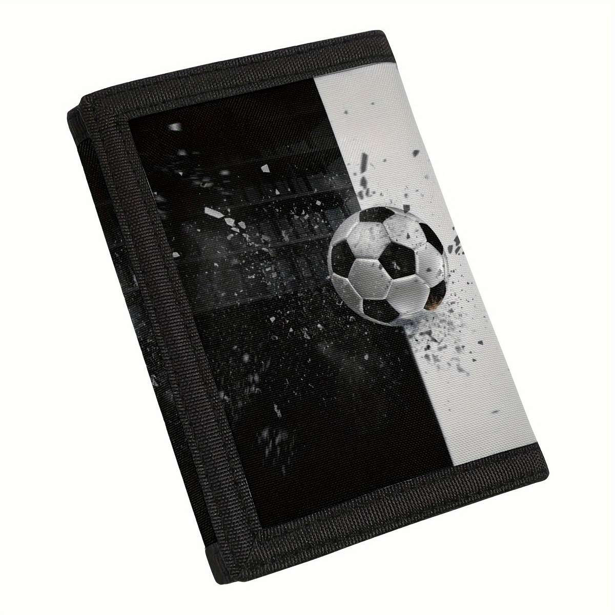 Polyester Tri-Fold Wallet With Soccer Ball Design Simple Style Secure Fasteners Lightweight