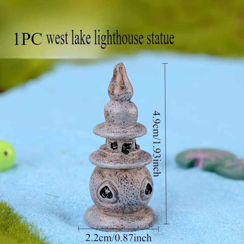 Handmade Resin Mini Fairy Tale Garden Well West Lake Lighthouse Statue Diy