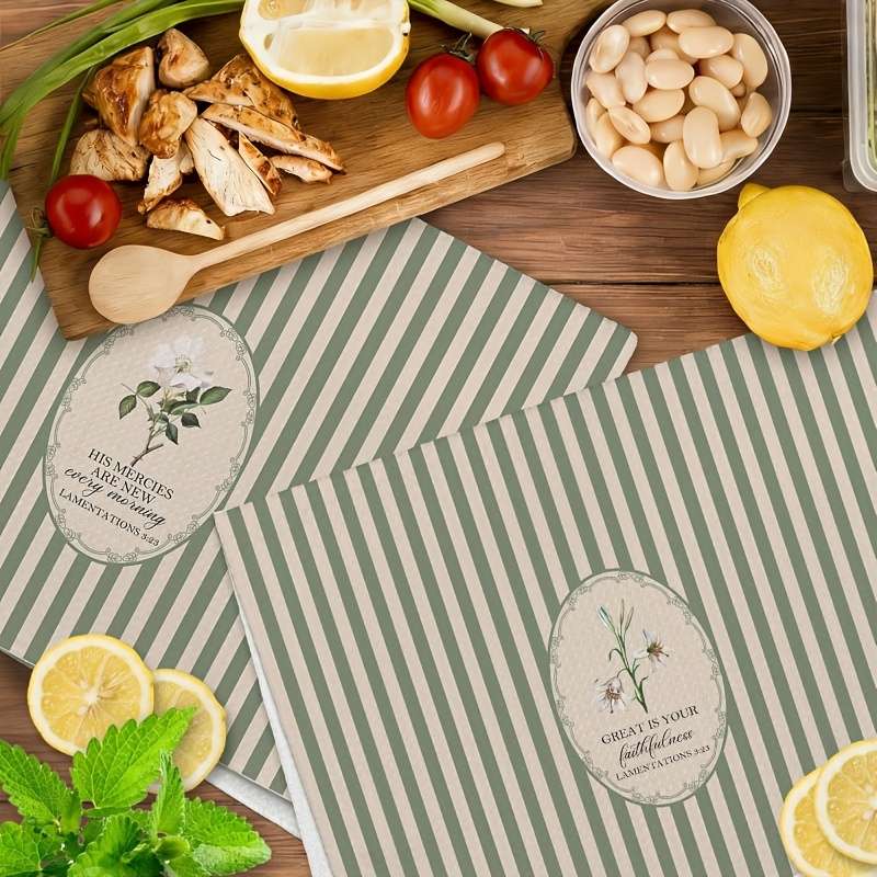 Rag Color 2 Pack Green Striped Floral Bible