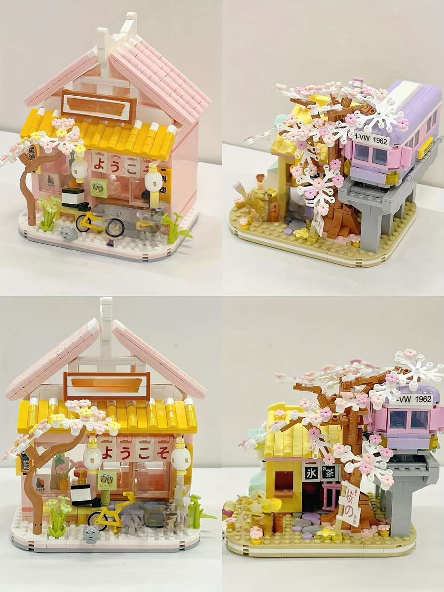 Building Toy Architectural Model Toy Set Model Cherry Blossom House  Gift Box