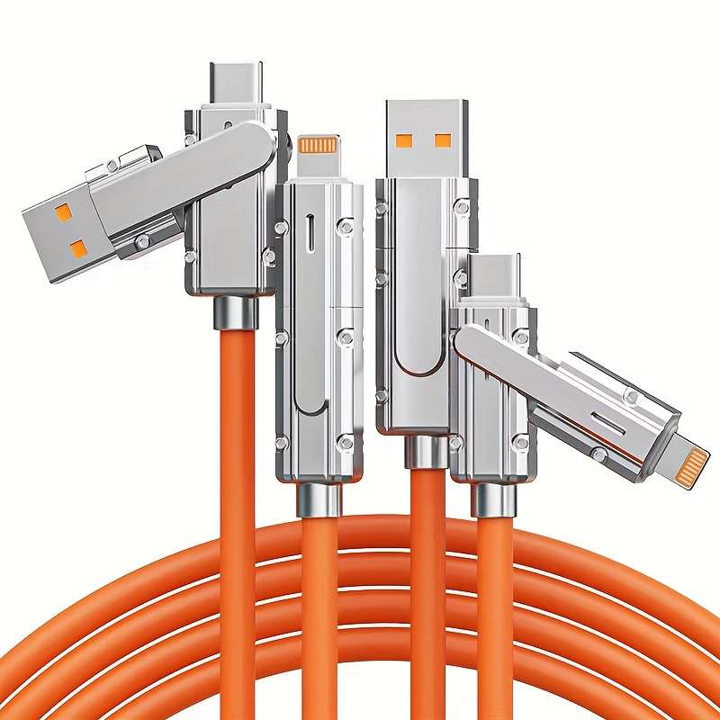 1pc 100cm 4in1 Data Cable USB to Lightning Cable for iPhone 14 13 12 11 USB C to Type C Cable