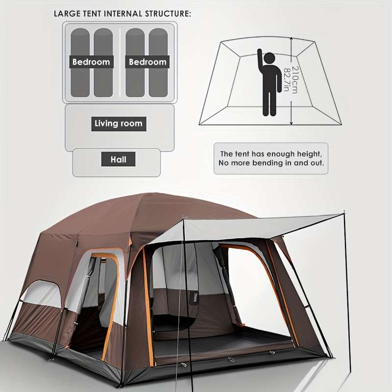 Camping Tent Heavy Duty Spacious Tent People Easy Setup Frame Outdoor Tent H 1 4
