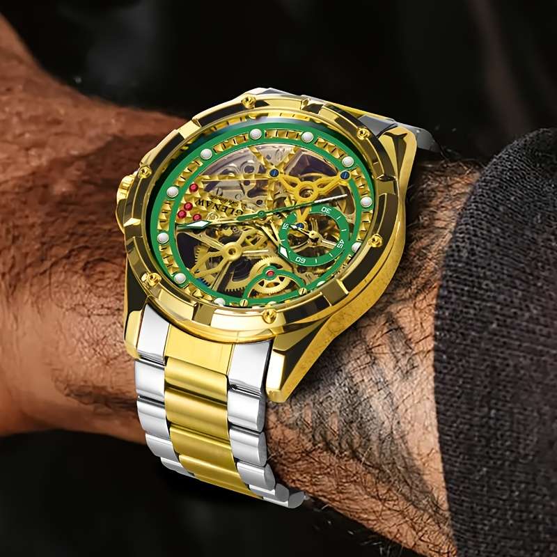 Classic Glenaw Men Automatic Mechanical Watch With Skeleton Self Winding