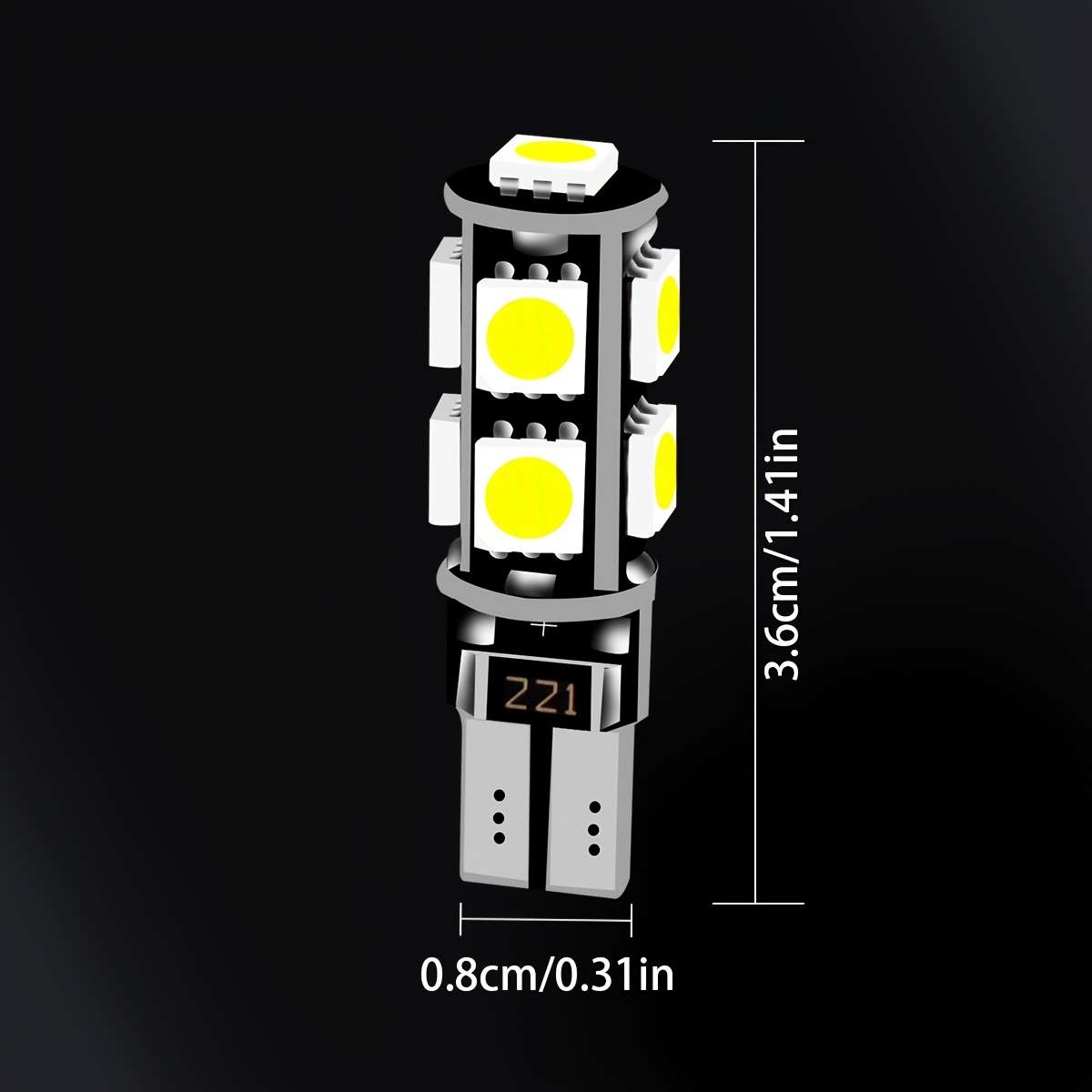 Two LED car turn signal lights T10 W5W with decoding high-brightness bulbs featuring
