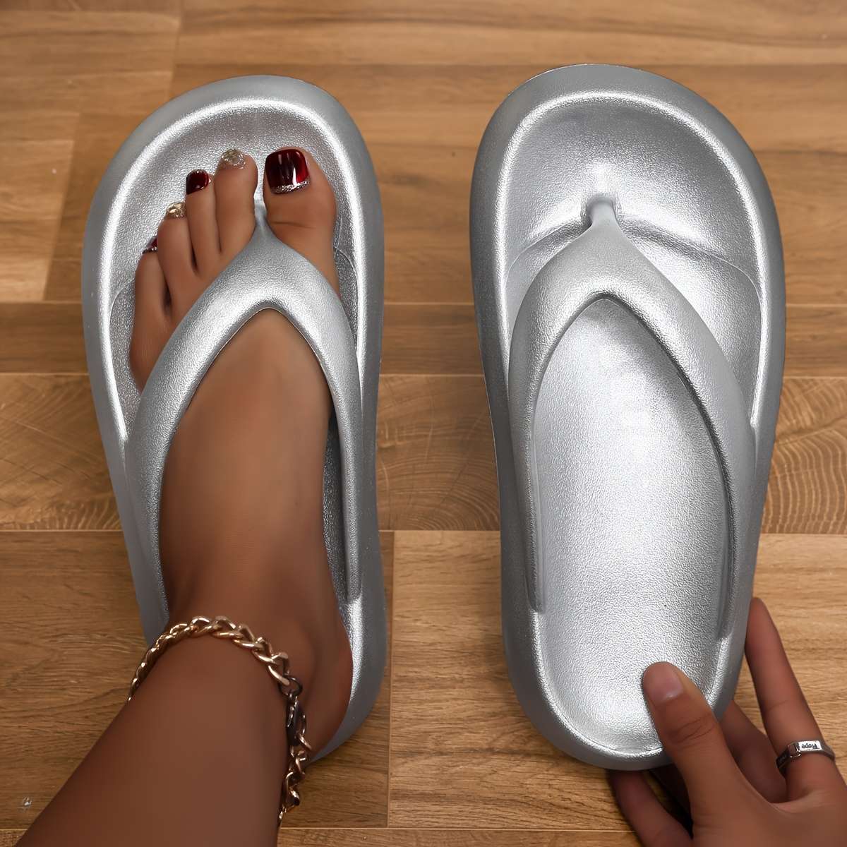 Ladies Summer Flip Flops White Uk 3.5-4