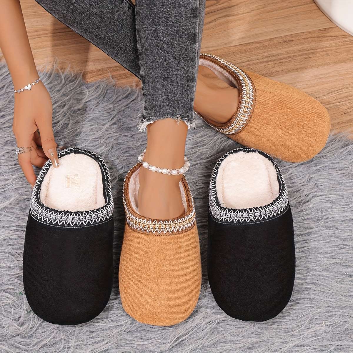 Cotton Slippers Color Camel Sizeuk 6.5-7
