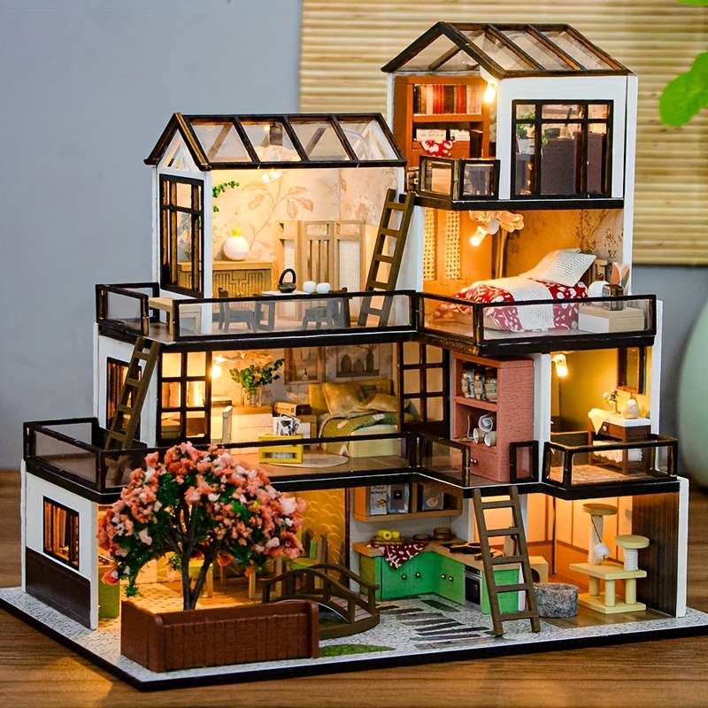 3D Building Model Puzzle Set Items Dream Town Add  Tools