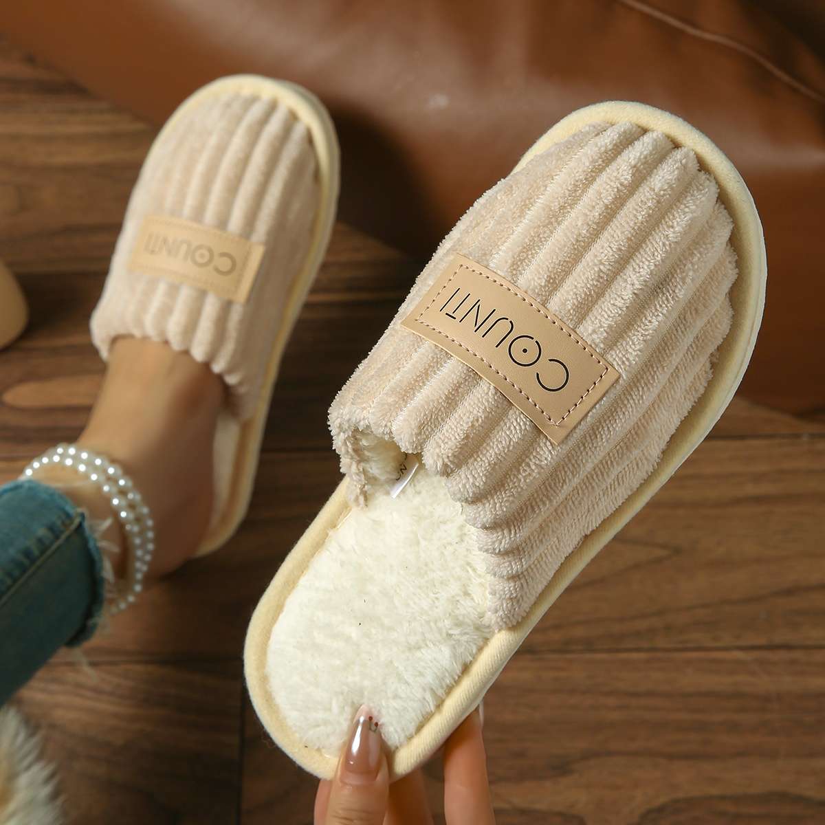 Cotton Slippers Color Grey Sizeuk 6.5-7