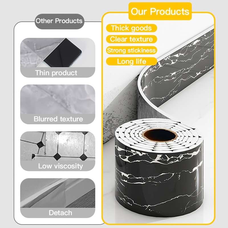 Skirting Board Marble Black Pattern Quantity 2 Rolls