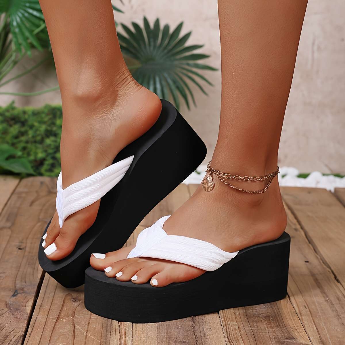 Ladies Summer Flip Flops White Uk 7