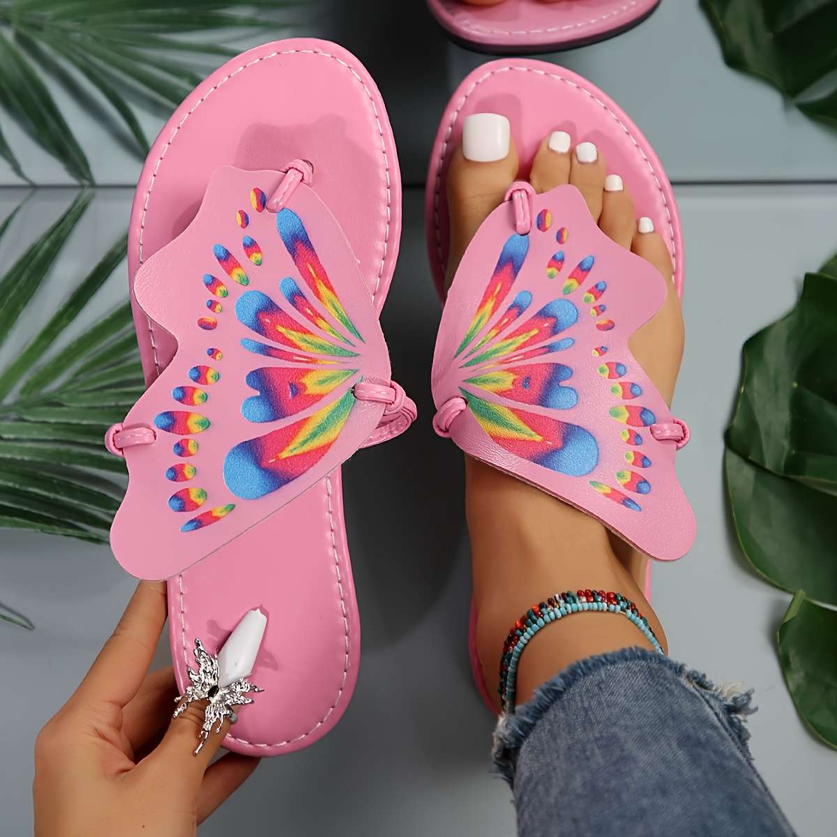 Ladies Summer Flip Flops Red Uk 7.5