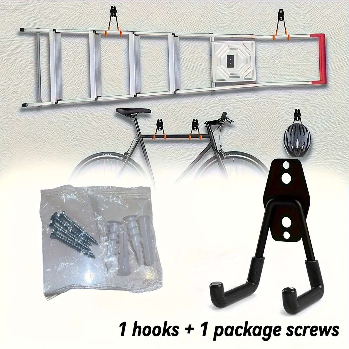 2Pack Garage Hook Storage Rack Wall Mounted Power And Quantity 2Pcs Screw Pack Included