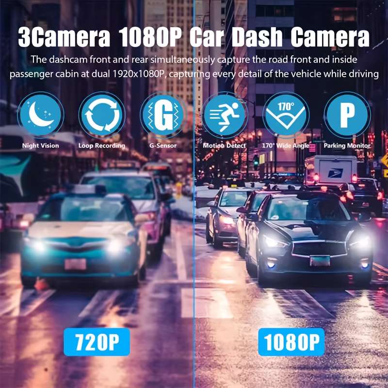 Dashcam Model 3 Lenses Itemsdriving Recorder