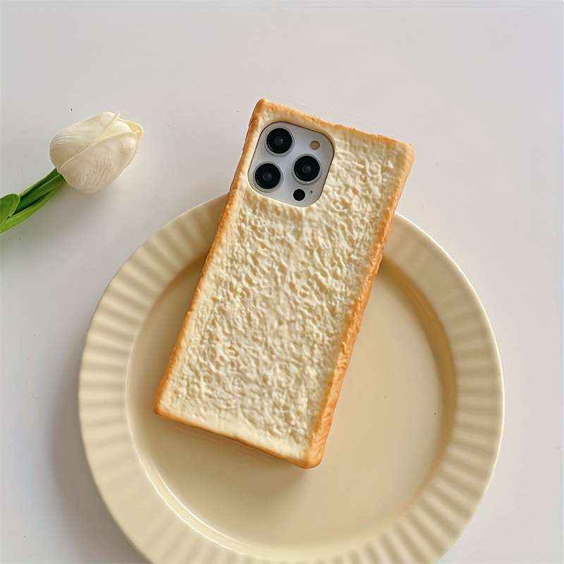 1Pc Yellow For iPhone 16 Pro Max Fun Toast Bread Suitable Phone Case