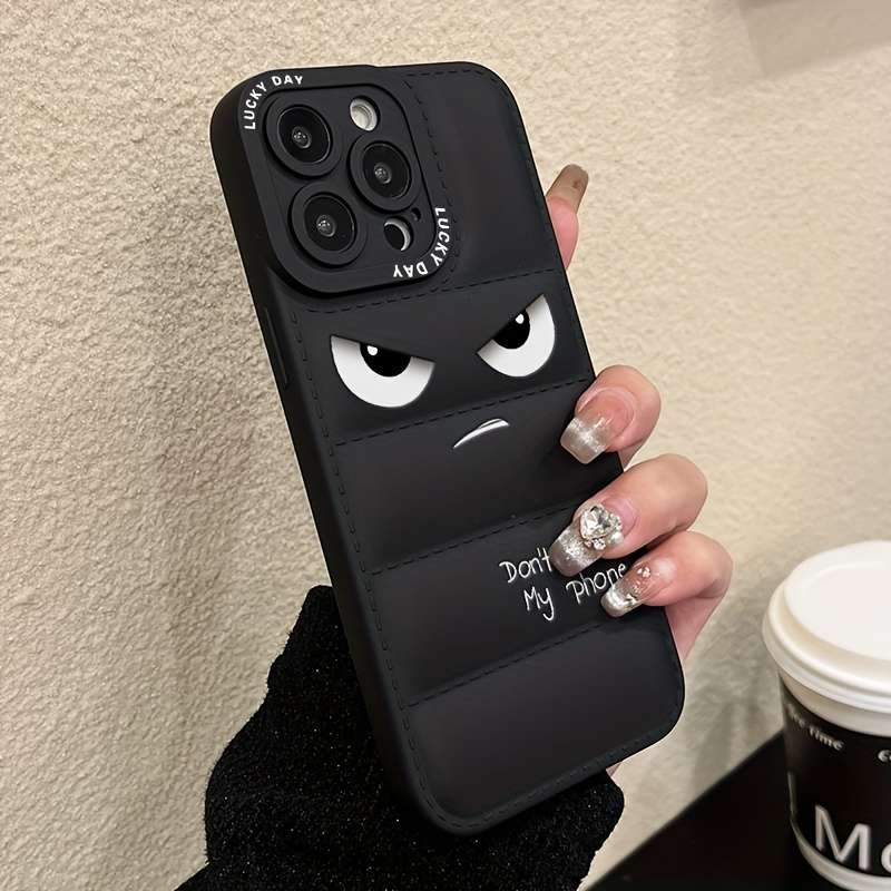 1Pc Black For Redmi 12C Down Jacket Style Phone Case