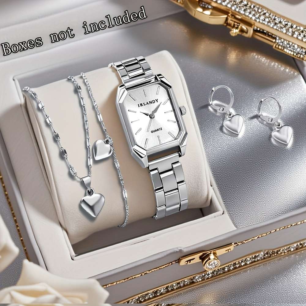 Pro Women Watch Heart Jewelry Silvery Black