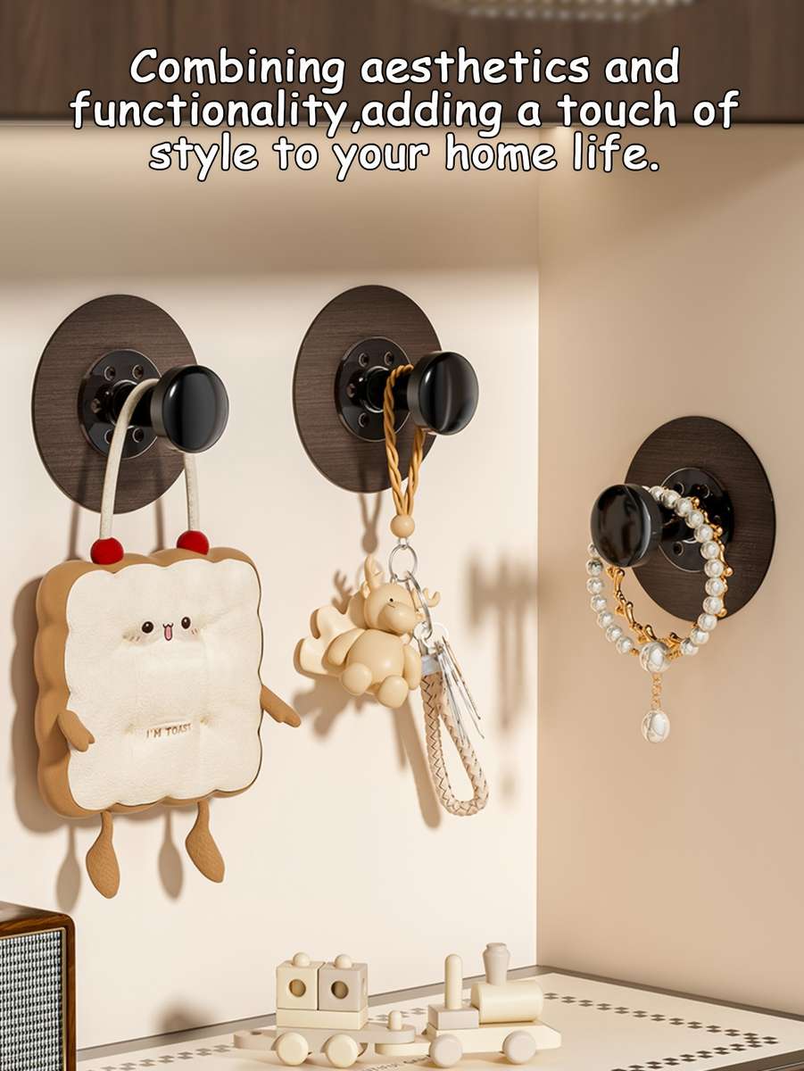 Amoichic Adhesive Hooks Towel Hooks For Tiles And Smooth color Walnut