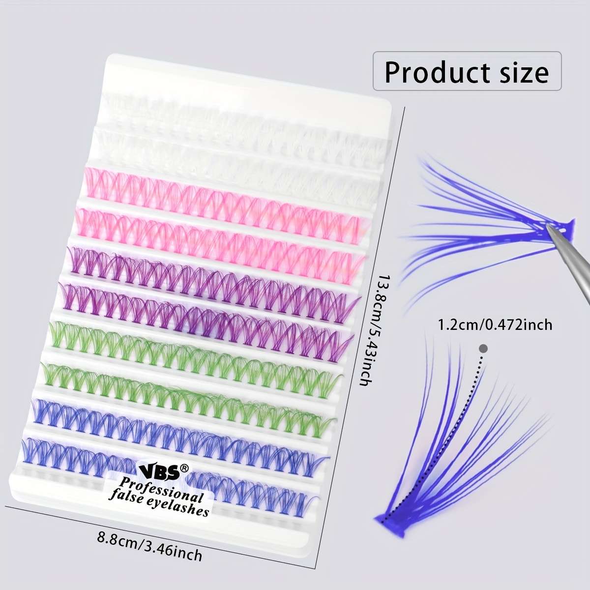 200 Clusters Volume D Curl Cluster Lashes Color Multi 12mm