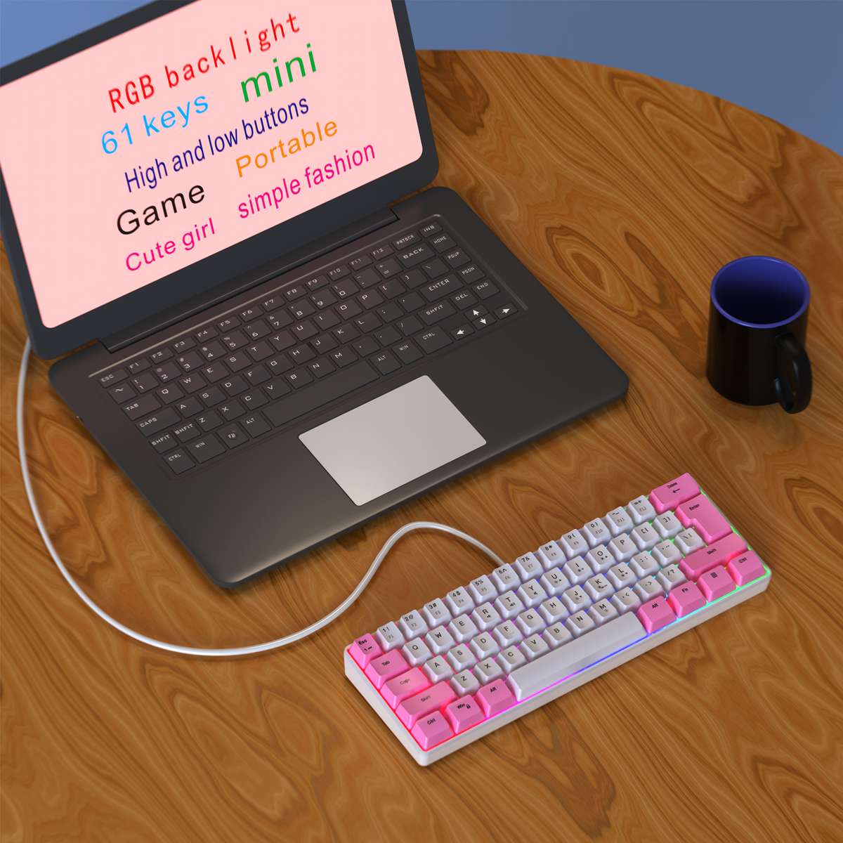 Keyboard Color Backlit keyboard   white  add  pink