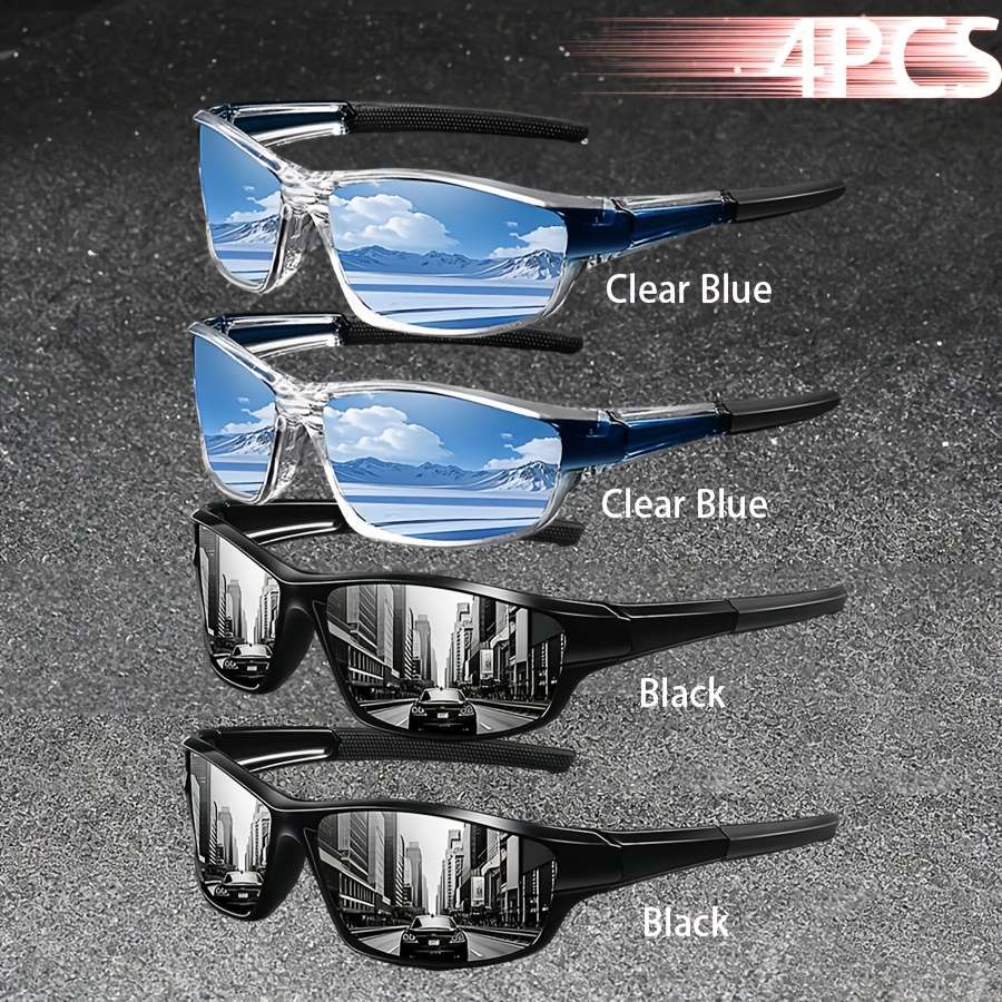 Cycling Glasses Color 4Pcs Clear Blue*2  Black*2