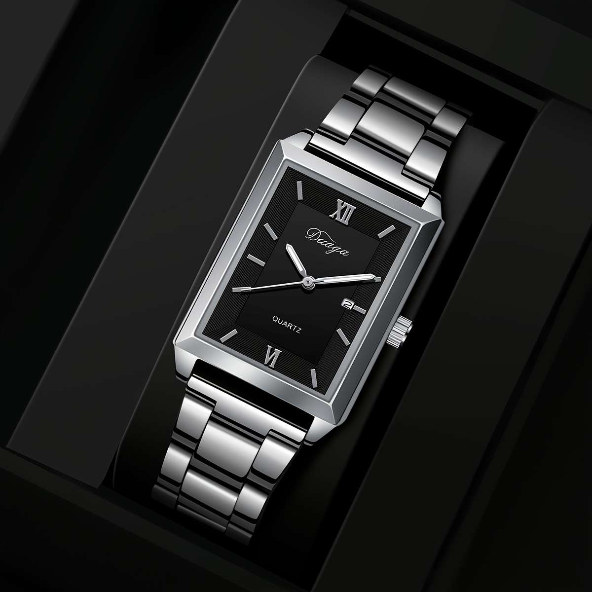 4Pcs Classic Men Business Versatile Roman Numeral Quartz Watch Non Water