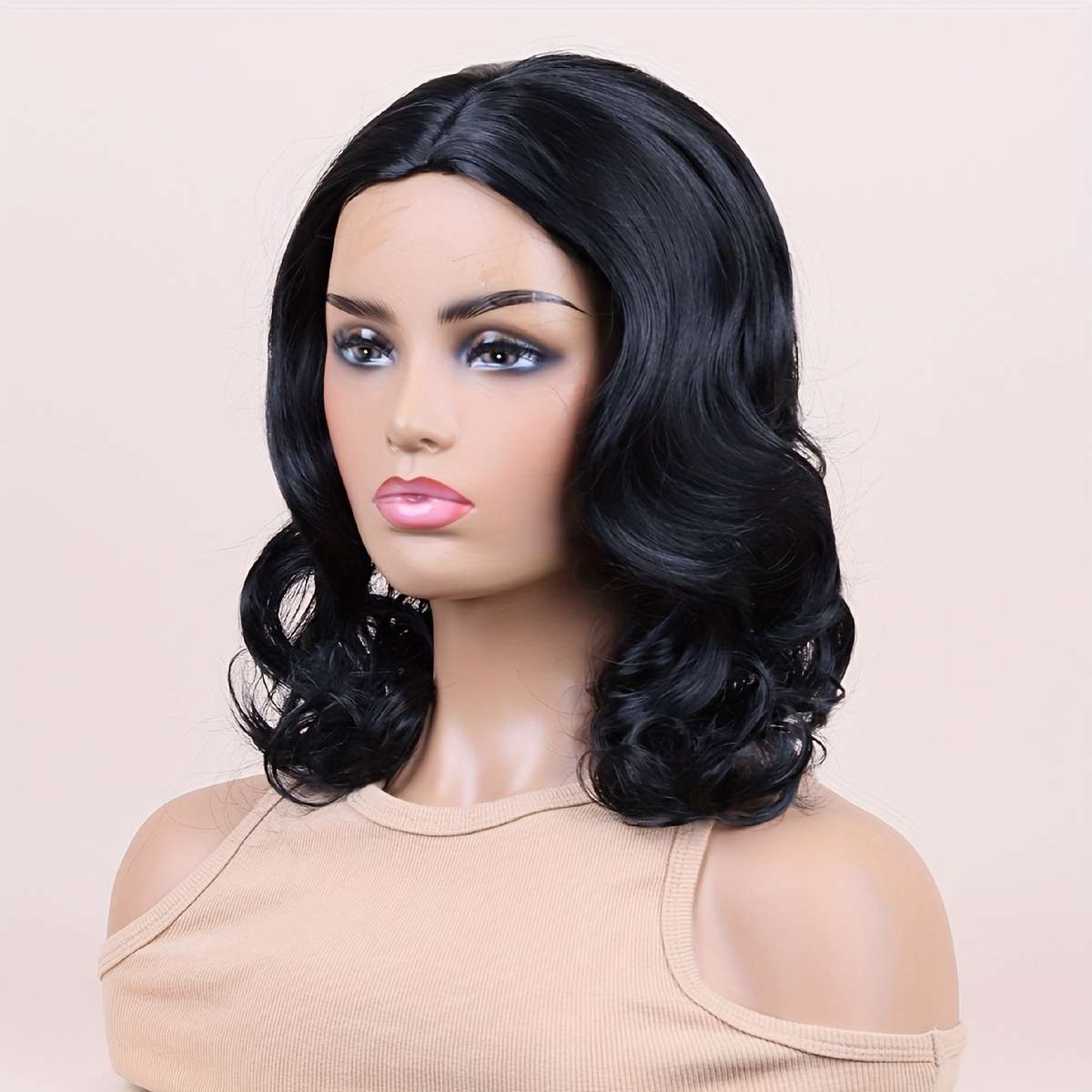 Black Womens Wigs Hair Length 35.56Cm