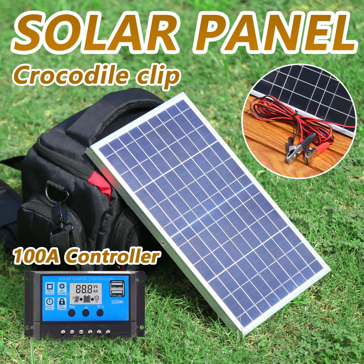 Solar Panel 2Pcs Solar Panel Add 2Pcs 100A Controller