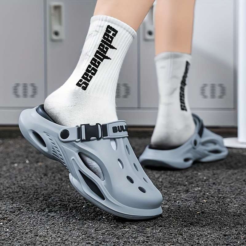 Men Slippers Summer Style Gray Black Size Uk 7.5 To 8