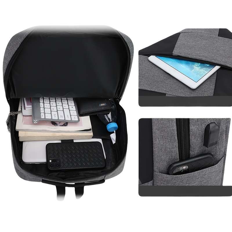 Men S Backpack Gray3Pcs Set